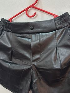 Stylish Black Faux Leather Shorts