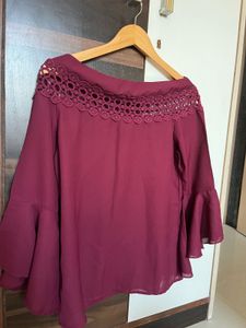 Burgundy Crochet Detail Top