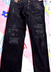 Black Ripped baggy Jeans 32 waist