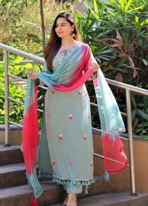 Festive Ready: The Grey Embroidered Palazzo Suit S