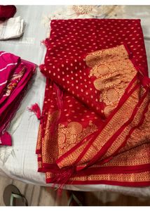 Pure Georgette Red Saree