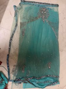 Teal Embellished saree