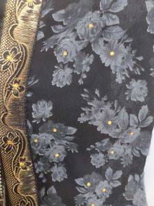 Grey And Black Saree