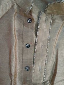 Gold Patterned Waistcoat Set With Pant And Kurta