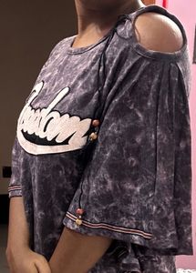 Freedom Graphic Cape Cold Shoulder Top
