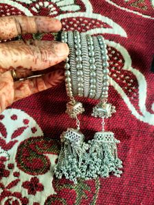 Beautiful Oxidised Latkan Bangle And Jhumka