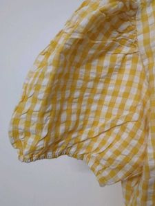 Mango Gingham Puffed Sleeve Mini Dress (New)