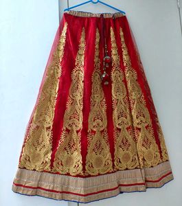 Red And Golden Lehenga With Choli