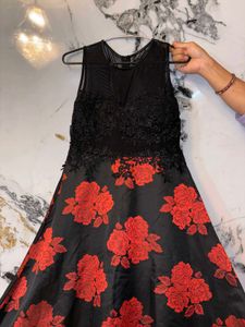 a beautiful black And Red Dress With Rose Print