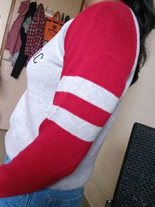Gray And Red Lining Top