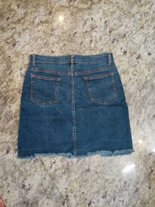 MAX Denim Skirt with Ruffle Ripped Design, Size -S