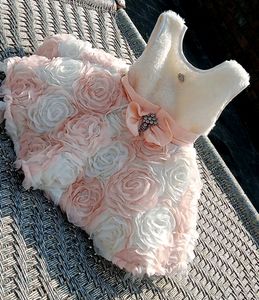 White&amp;Peach Net Floral Jacket Frock In Fur Fabric