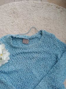 Light Blue Textured Knit Sweater