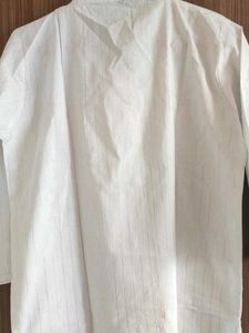 Elegant Silver Striped White Kurta