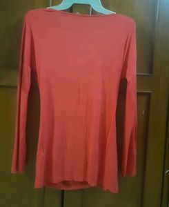 Coral Cowl Neck Long Sleeve Top