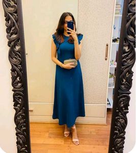 Elegant Blue Ruffle Dress