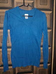 Teal V-Neck Long Sleeve Winter Tee