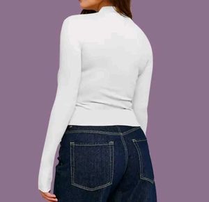 White Long Sleeve Zip Top