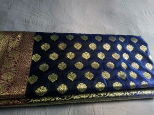 Blue &amp; Pink Pure Katan Benarasi Saree