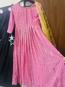 Elegant Pink Anarkali Kurta Set