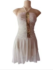 White Halter Tiered Dress
