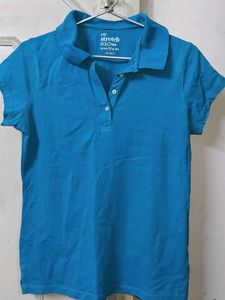 Comfort Fit Blue Short Sleeve Polo T-Shirt Women