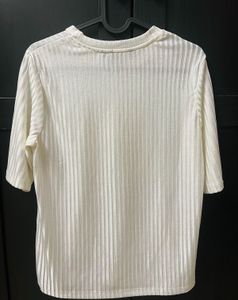 White Round Neck Top