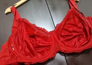 Red 🔴 Lace Net Bra For 46 Bust