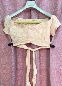 Peach Off-Shoulder Crop Top