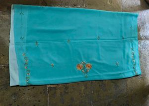 Teal Embroidered Saree