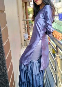Beautiful Backless Dori Design Kurti &amp; Gharara Set