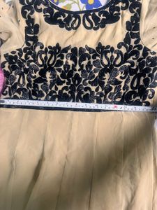 Elegant Cream &amp; Black Anarkali
