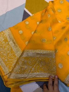 Yellow Saree with Gold Details