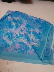 Deep Sky Blue Saree Good Condition