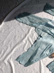 Silky Blue Wrap Top &amp; Pants Set