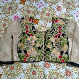 Embroidered Blouse With Net Sleeves