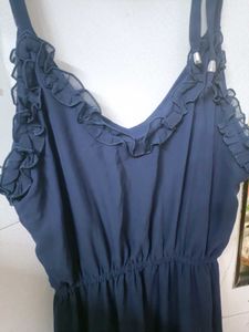 Navy Blue Ruffle Summer Dress