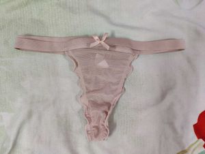 Pink transparent Thong with Bow Detail