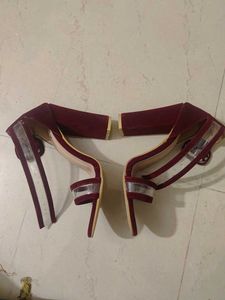 Burgundy Heels with Clear Straps