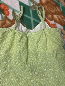 Green Embroidered Tank Top kurti to