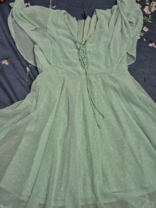 Mint Green Polka Dot Chiffon Dress