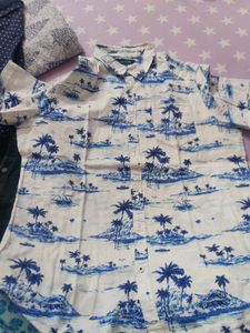 Island Print Button-Down Shirt