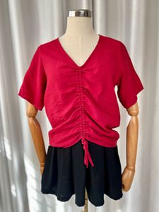 Maroon V-Neck Top