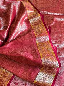 100% Pure Silk Red Kanjivaram Saree