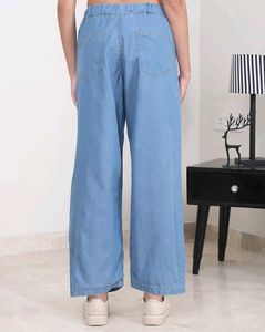 Mid Blue Elasticated Drawstring Waist Jeans
