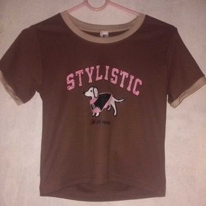 Cute Graphic Tee with Dog Print