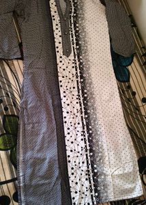 Black &amp; White Printed Kurta
