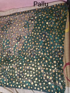 New Unworn Allover Gold Print Saree