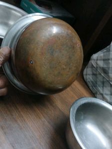 Set Of 3 Copper Botton Vessels
