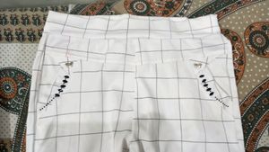 White Checked Trouser